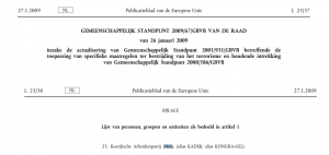  Europese terreurlijst 2009, Raad voor de EU, 26 januari 2009