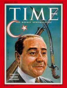 Adnan Menderes (Op de cover van de Amerikaanse weekblad 'TImes' op 3 februari 1958)